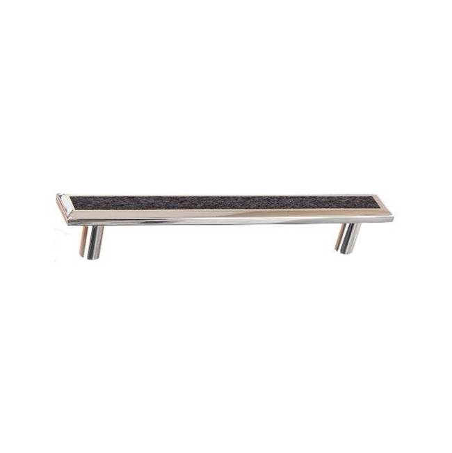 Colonial Bronze Leather Accented Rectangular, Beveled Appliance Pull, Door Pull, Shower Door Pull With Straight Posts, Satin Chrome x Woven Cherry Royale Leather