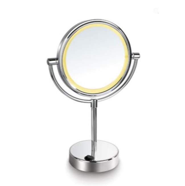 Afina Corporation Lighted Table Makeup Mirror 7''Round Battery Operated- Polished Chrome