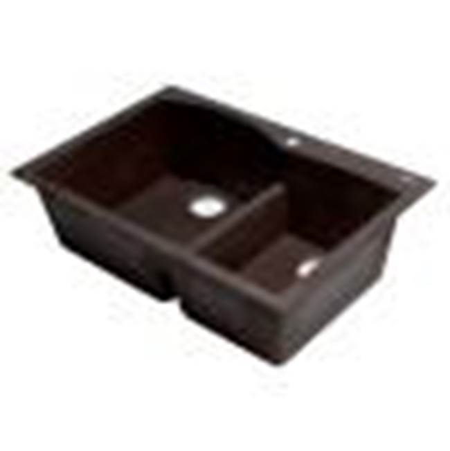 Alfi Trade Chocolate 33'' Double Bowl Drop In Granite Composite Kitchen Sink
