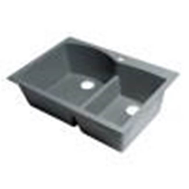 Alfi Trade Titanium 33'' Double Bowl Drop In Granite Composite Kitchen Sink