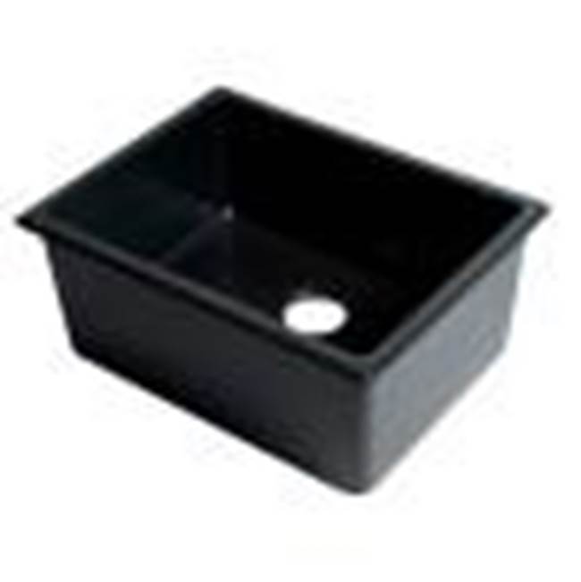 Alfi Trade Black Matte 24'' x 18'' Fireclay Undermount / Drop In Fireclay Kitchen Sink