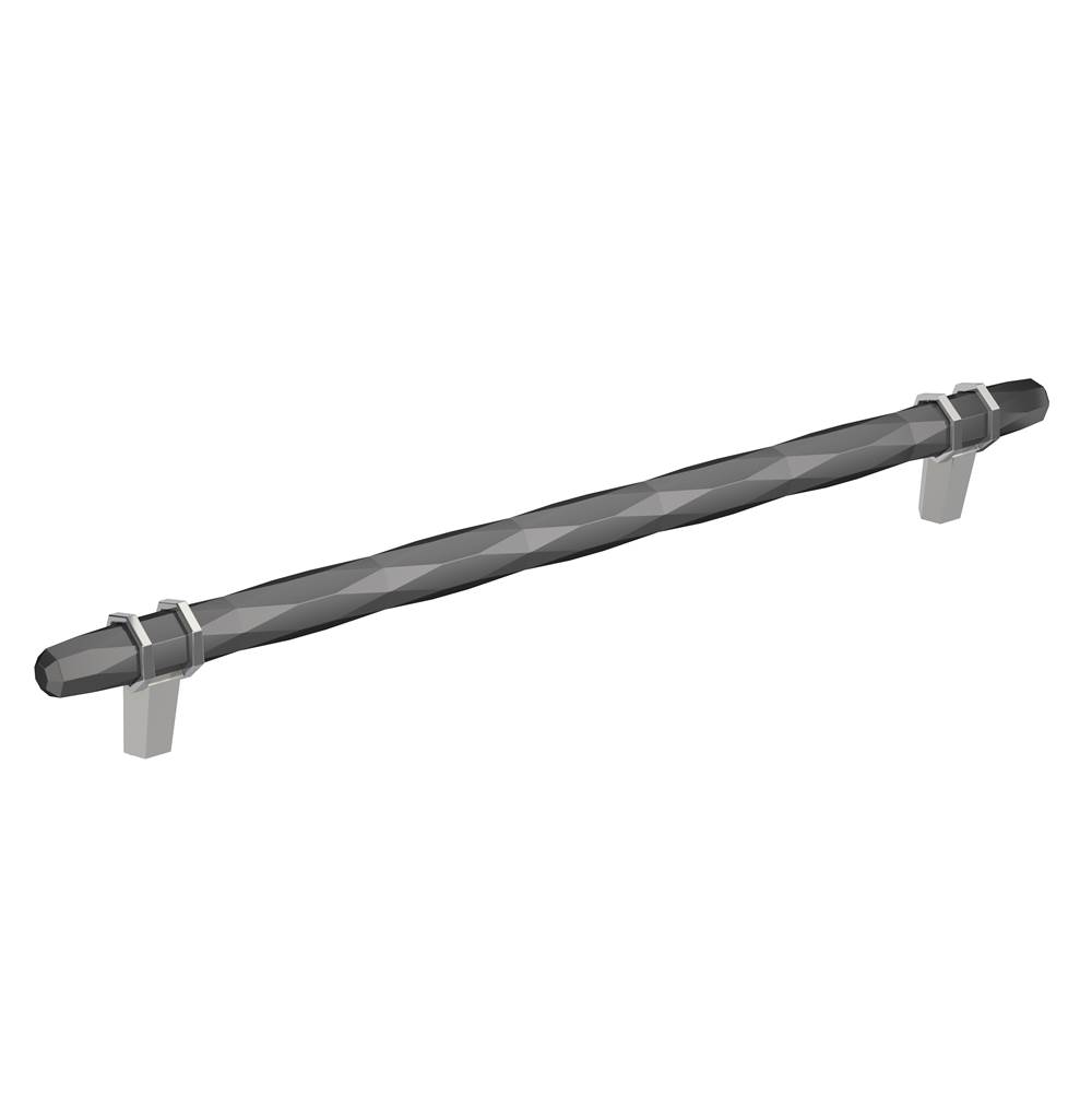 Amerock London 10-1/16 in (256 mm) Center-to-Center Black Chrome/Polished Chrome Cabinet Pull