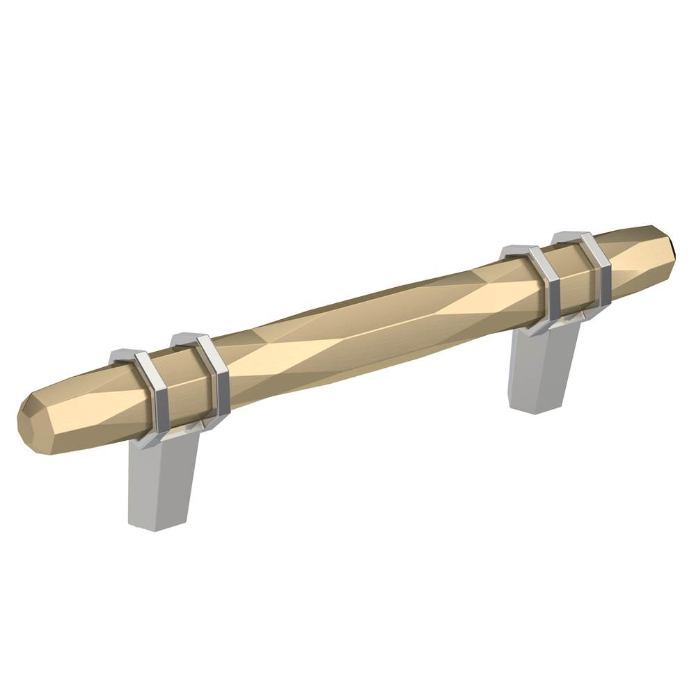 Amerock London 3-3/4 in (96 mm) Center-to-Center Golden Champagne/Polished Chrome Cabinet Pull