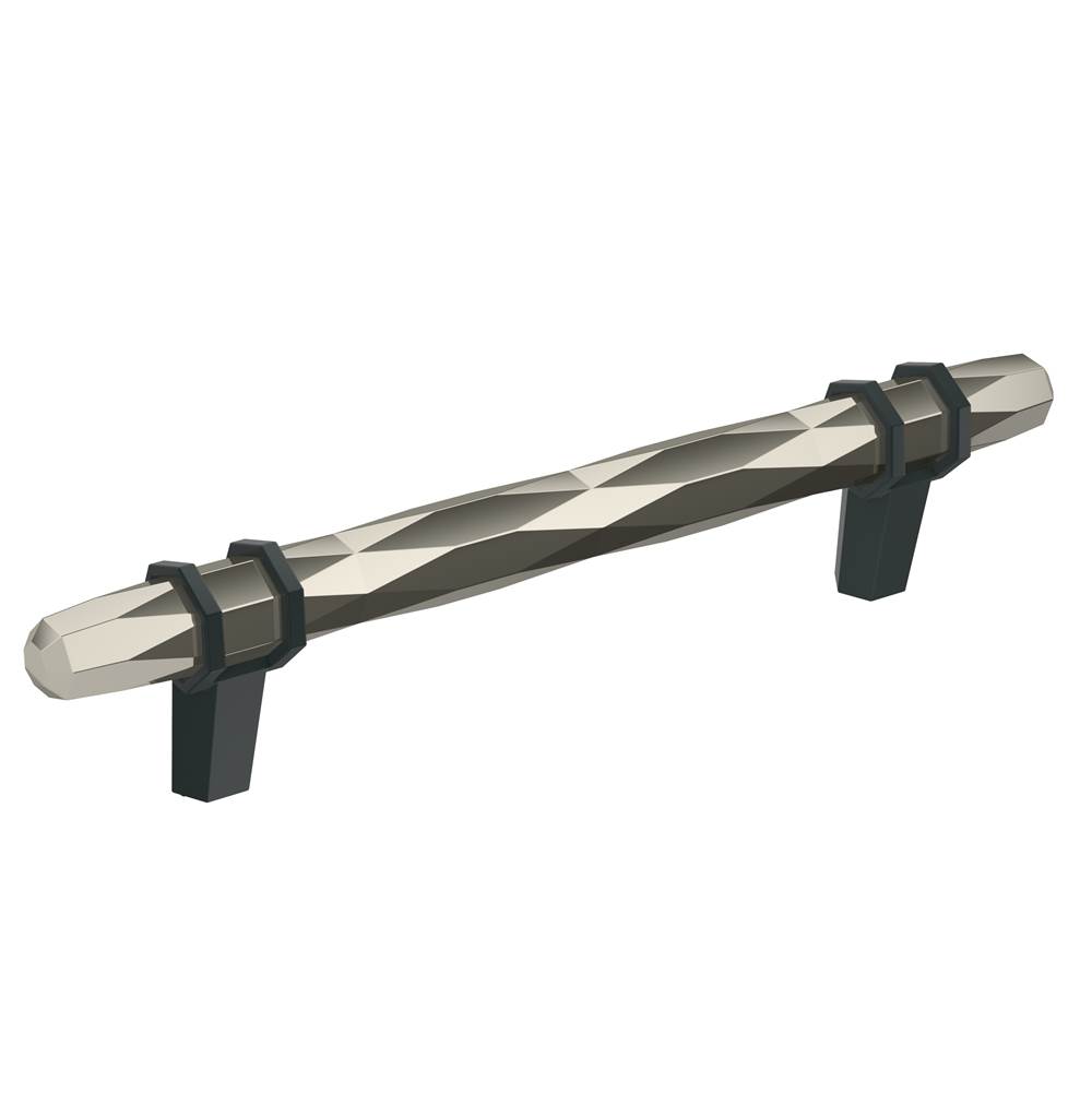 Amerock London 5-1/16 in (128 mm) Center-to-Center Polished Nickel/Black Bronze Cabinet Pull