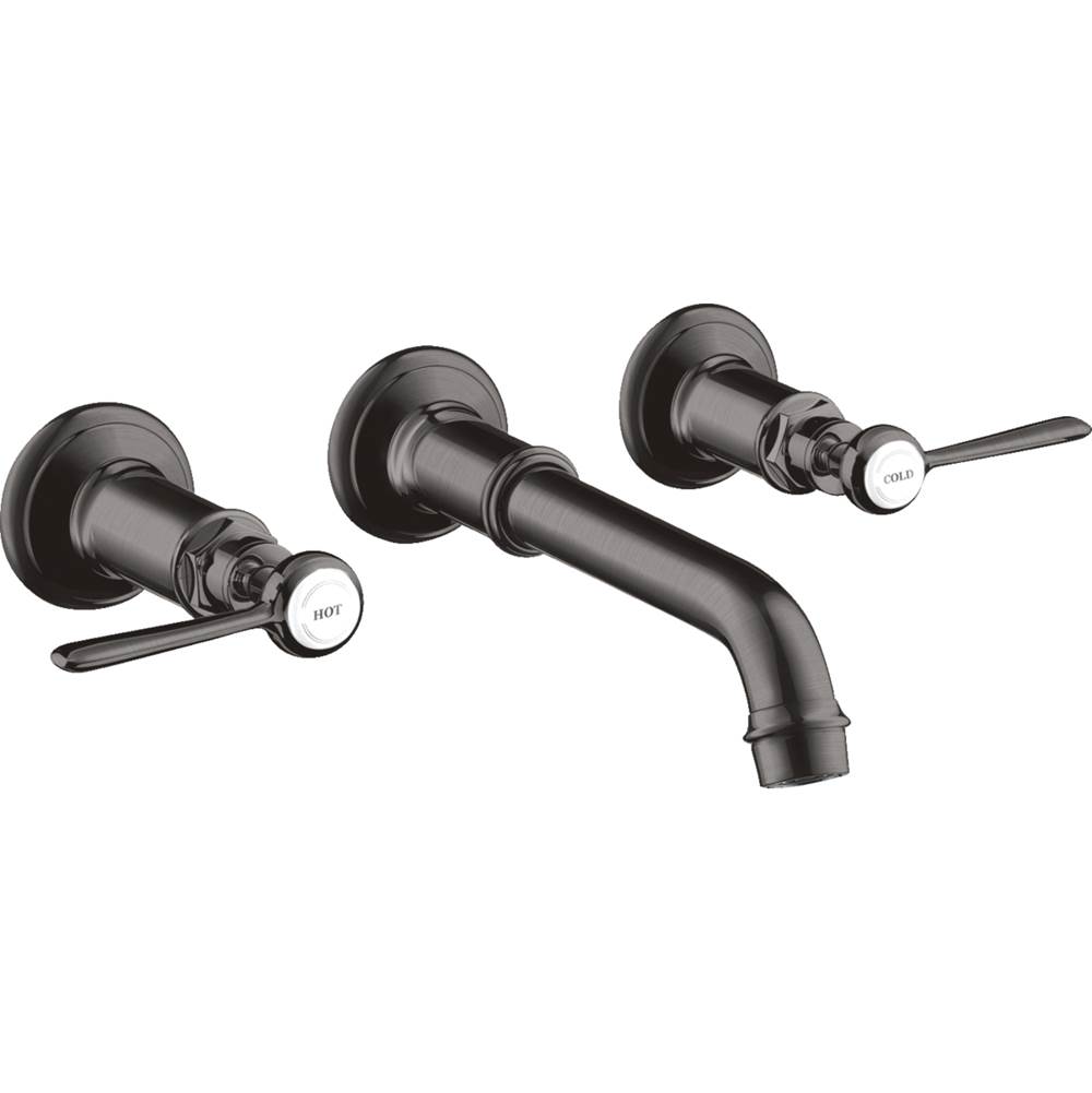 Axor Montreux Wall-Mounted Widespread Faucet Trim with Lever Handles, 1.2 GPM in Brushed Black Chrome