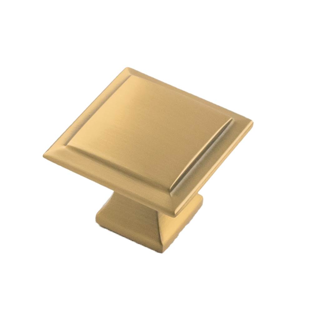 Belwith Keeler Studio II Collection Knob 1-1/4 Inch Square Brushed Golden Brass Finish