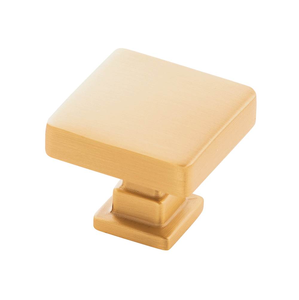 Belwith Keeler Brighton Collection Knob 1-1/4 Inch Square Brushed Golden Brass Finish