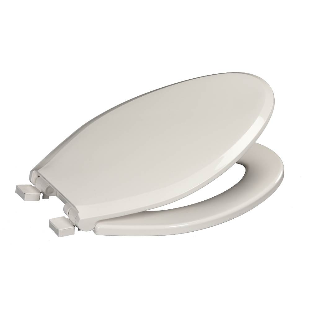 Centoco Deluxe Plastic Toilet Seat, Closed Front With Cover, Safety Close (Slow) Feature, White, Elongated Bowl