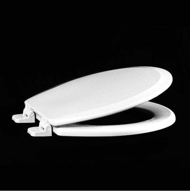 Centoco Premium Solid Plastic Seat, Closed Front with Cover, White, Elongated Bowl, Concealted Trap Hardware