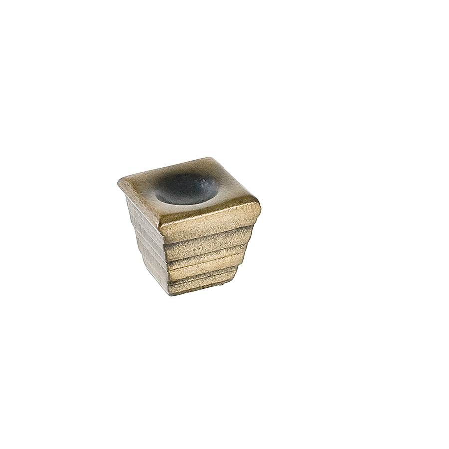 Du Verre Forged 2 Small Cube Knob 1 Inch - Antique Brass