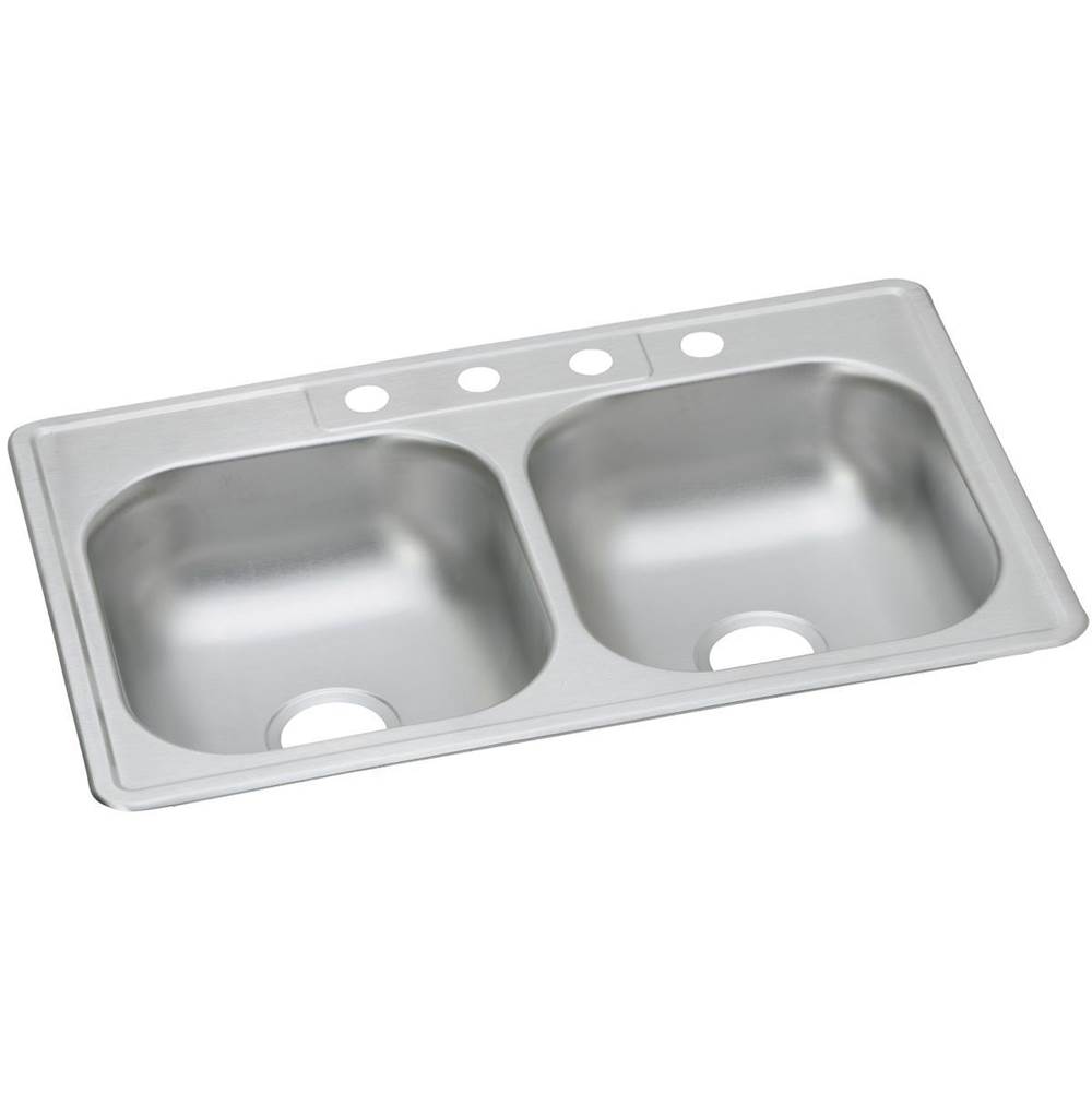 Elkay Dayton Stainless Steel 33'' x 22'' x 6-9/16'', 4-Hole Equal Double Bowl Drop-in Sink (50 Pack)