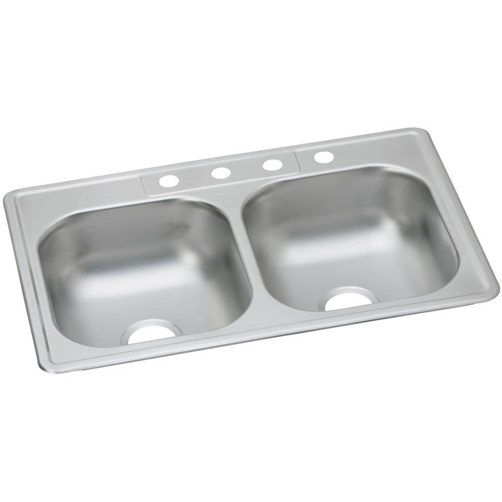 Elkay Dayton Stainless Steel 33'' x 22'' x 7-1/16'', 3-Hole Equal Double Bowl Drop-in Sink (10 Pack)