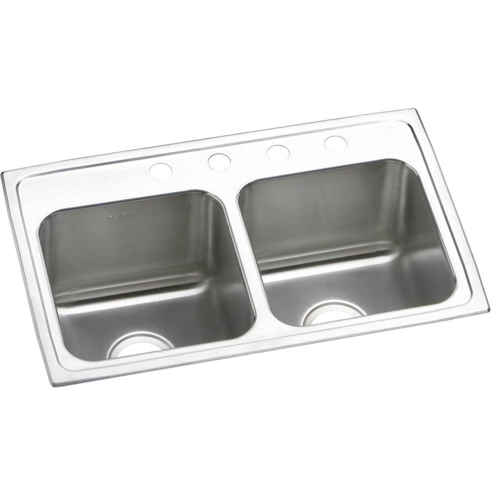 Elkay Lustertone Classic Stainless Steel 29'' x 18'' x 10'', 5-Hole Equal Double Bowl Drop-in Sink