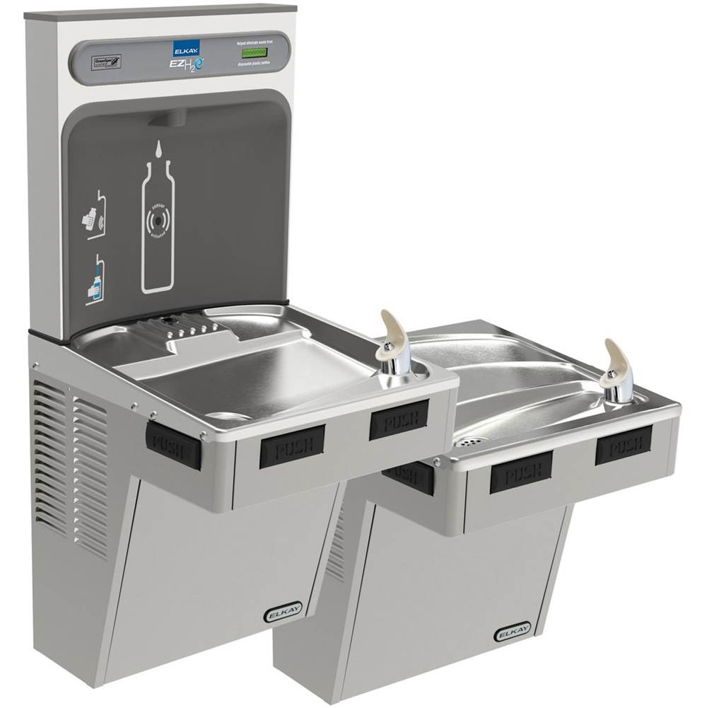 Elkay ezH2O Bottle Filling Station with Mechanically Activated, Bi-Level ADA Cooler Non-Filtered Non-Refrigerated Light Gray