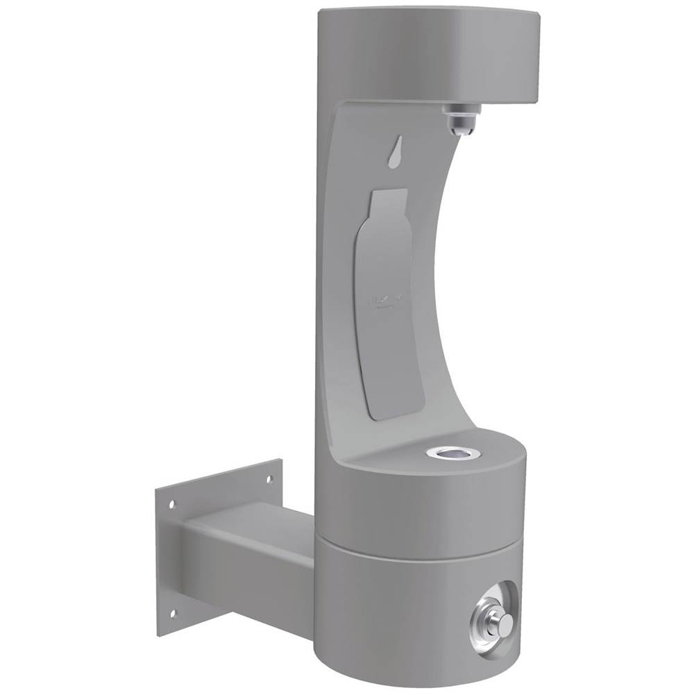 Elkay Outdoor ezH2O Single Arm Bottle Filling Station Wall Mount, Non-Filtered Non-Refrigerated Freeze Resistant Gray