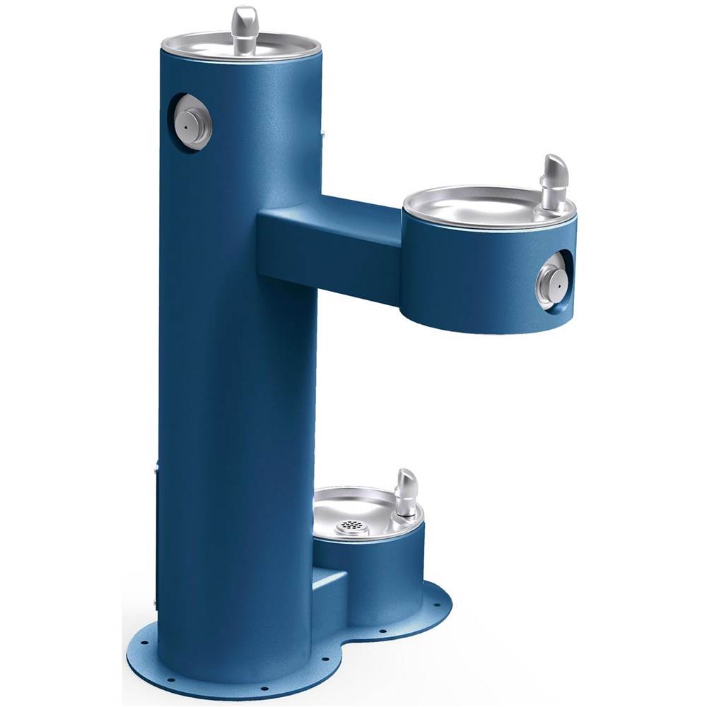 Elkay Outdoor Fountain Bi-Level Pedestal with Pet Station, Non-Filtered Non-Refrigerated Blue