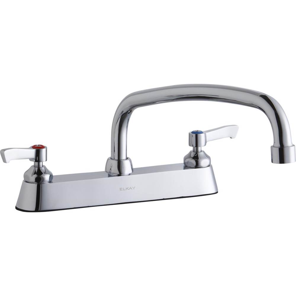 Elkay 8'' Centerset with Exposed Deck Faucet with 14'' Arc Tube Spout 2'' Lever Handles Chrome