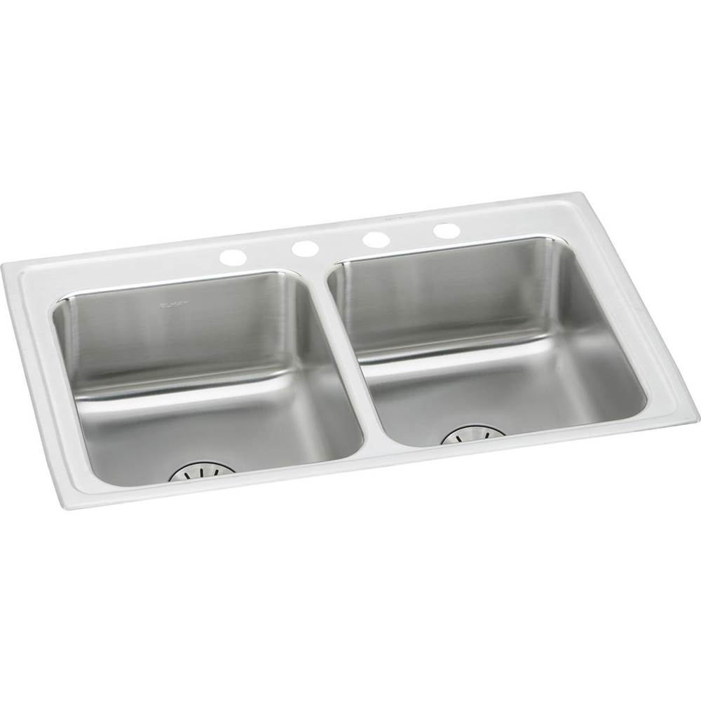 Elkay Lustertone Classic Stainless Steel 29'' x 18'' x 6-1/2'', 1-Hole Equal Double Bowl Drop-in ADA Sink with Perfect Drain