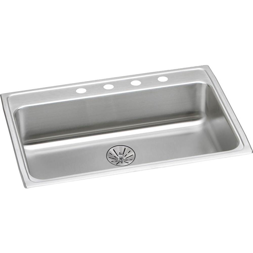 Elkay Lustertone Classic Stainless Steel 31'' x 22'' x 6-1/2'', 4-Hole Single Bowl Drop-in ADA Sink with Perfect Drain