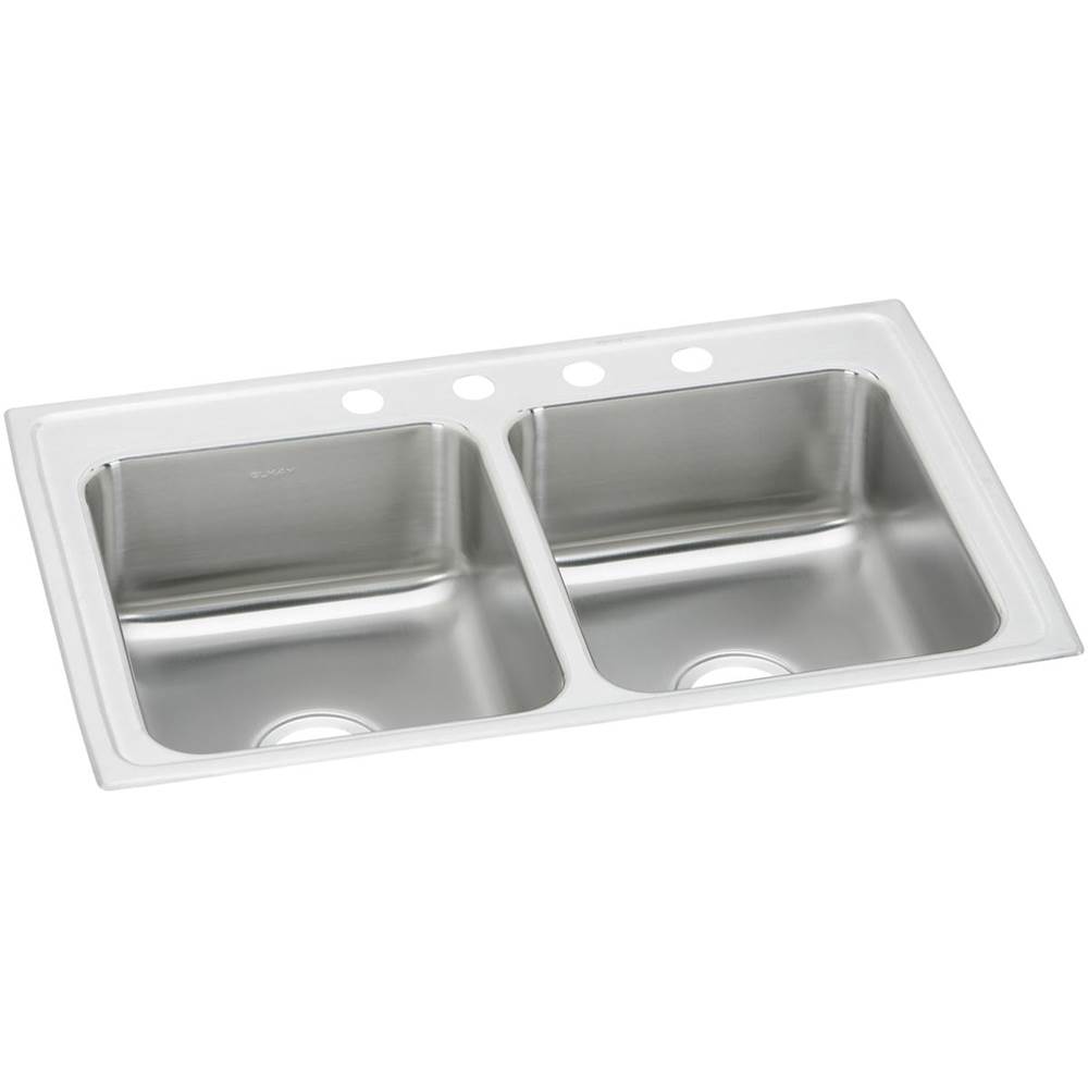 Elkay Celebrity Stainless Steel 33'' x 22'' x 7-1/2'', 4-Hole Equal Double Bowl Drop-in Sink