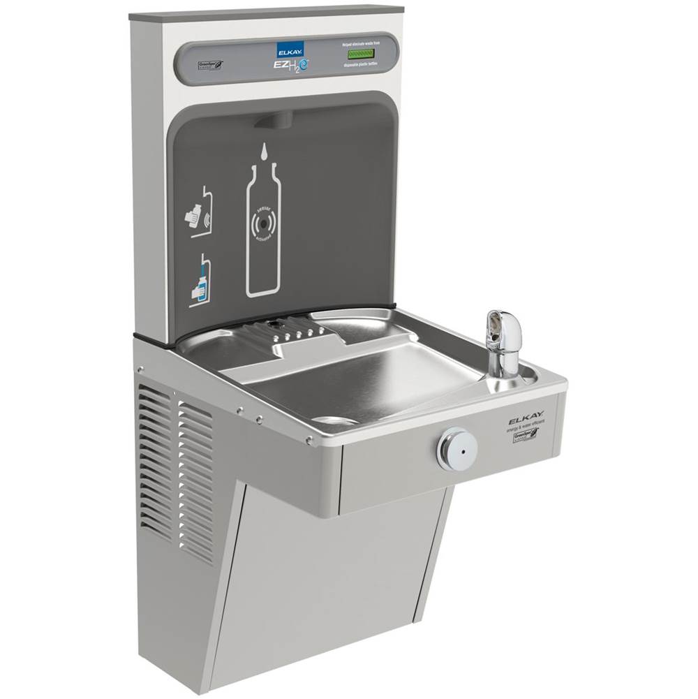 Elkay ezH2O Bottle Filling Station, and Single High Efficiency Vandal-Resistant Cooler, Non-Filtered Refrigerated Stainless