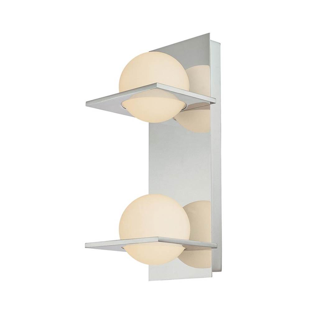 Elk Lighting Orbit Double Lamp Vertical Vanity With White Opal Round Glass and Chrome Finish