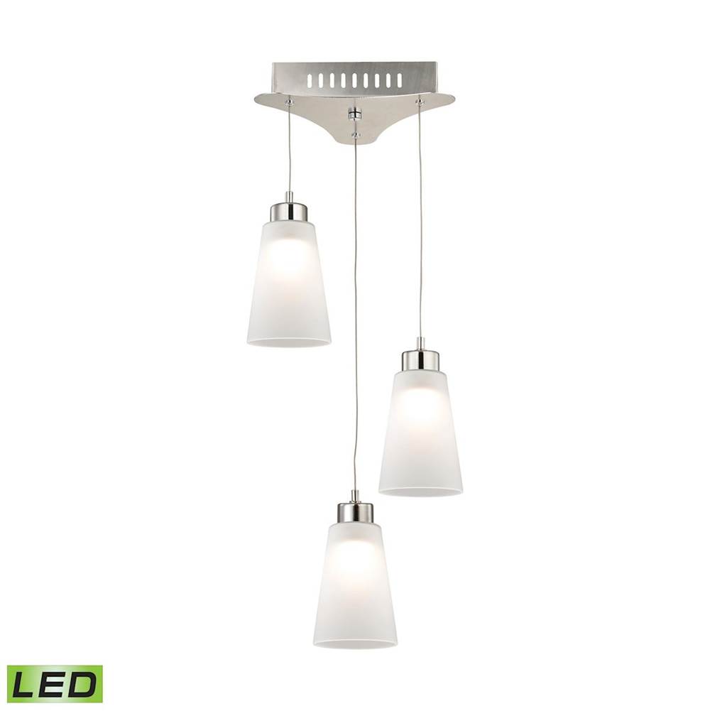 Elk Lighting Coppa Triple LED Pendant Complete With White Glass Shade and Holder
