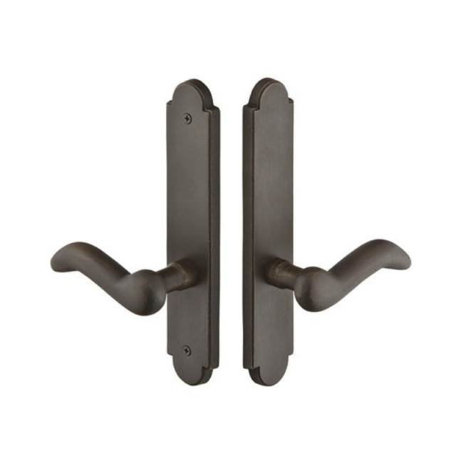 Emtek Multi Point C6, Non-Keyed Fixed Handle OS, Operating Handle IS, Arched Style, 2'' x 10'', Teton Lever, RH, FB