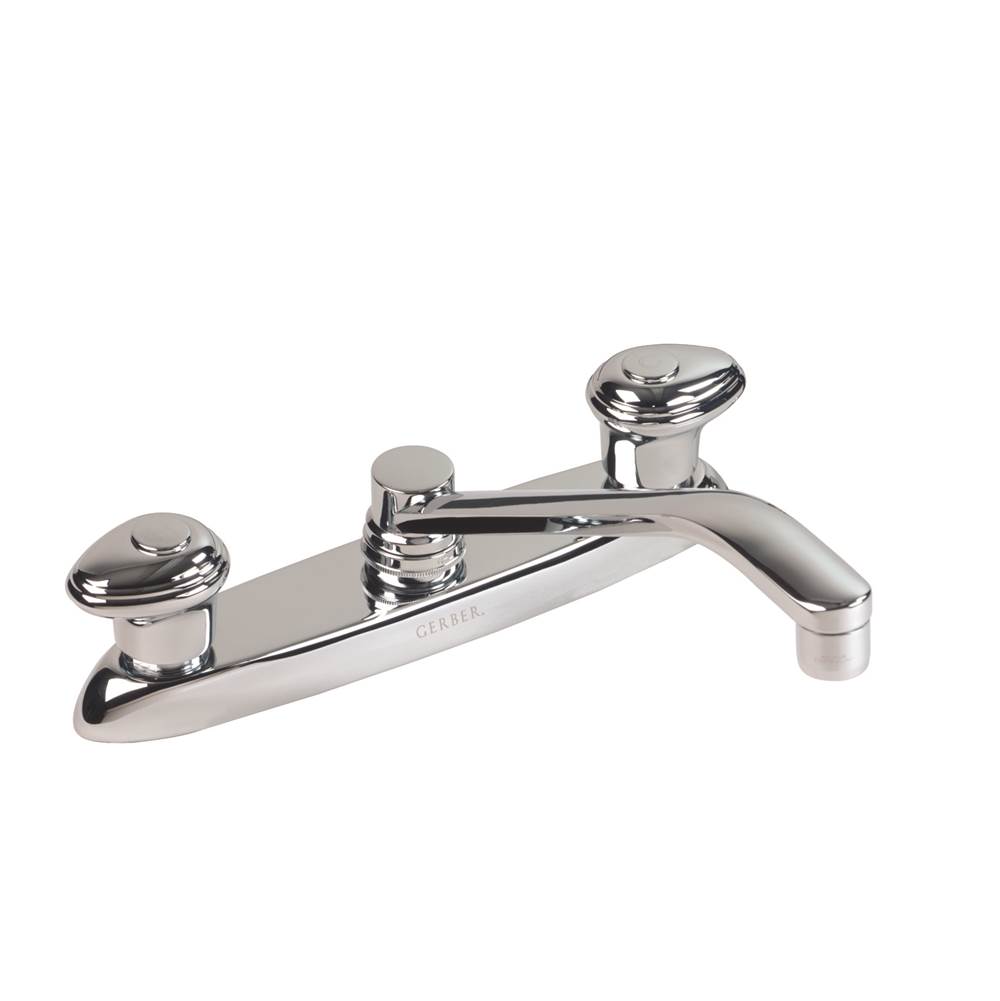 Gerber Plumbing Gerber Hardwater 2H Kitchen Faucet Deck Plate Mounted w/ 10'' D-Tube Spout 1.75gpm Chrome