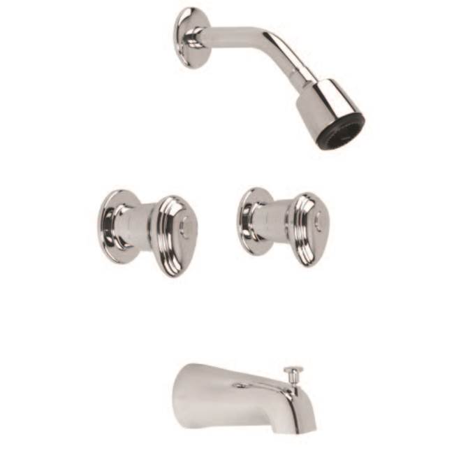 Gerber Plumbing Gerber Hardwater Two Handle Threaded Escutcheon Tub & Shower Fitting with Slip Diverter Spout 1.75gpm Chrome
