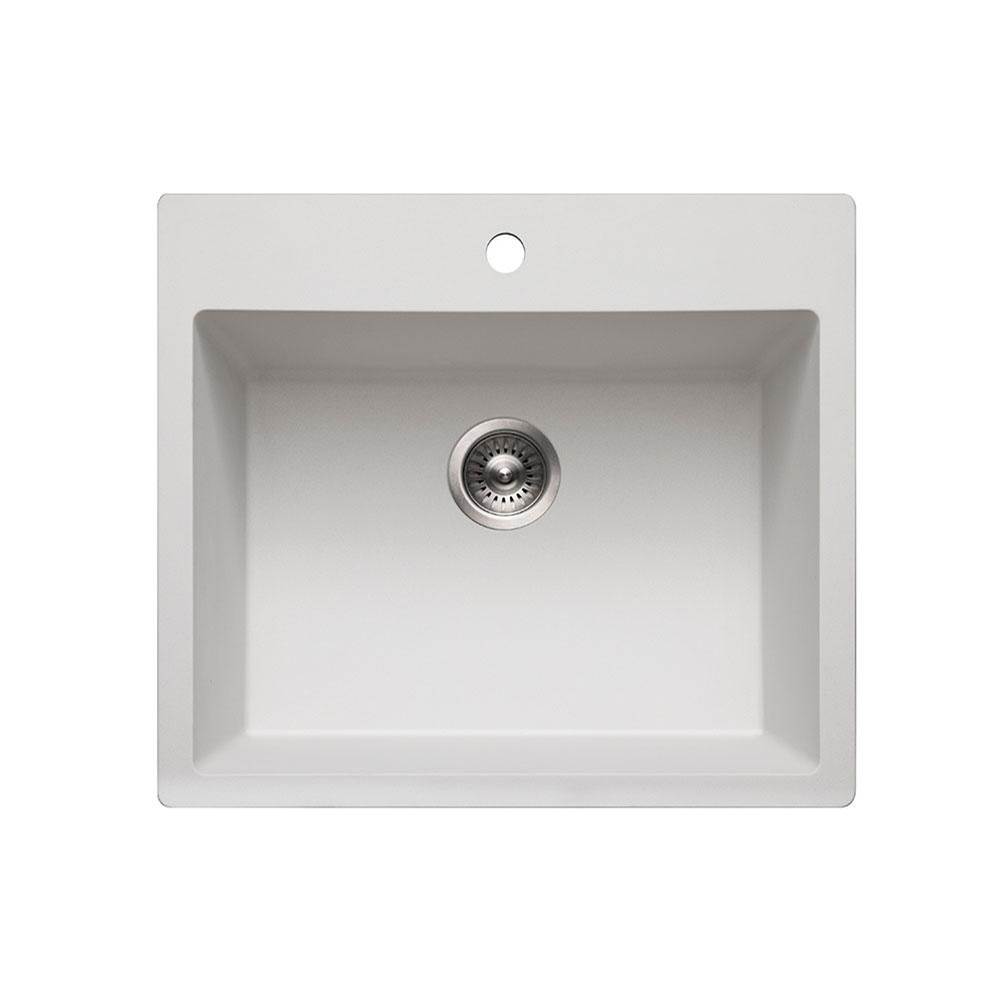Hamat Granite Topmount Single Bowl Kitchen Sink, White