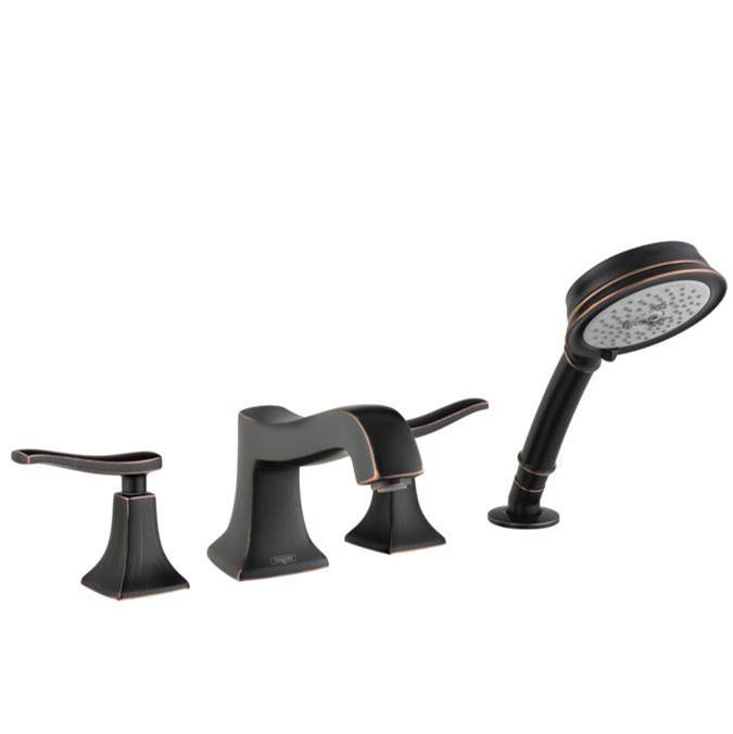 Hansgrohe Metris C 4-Hole Roman Tub Set Trim with 1.8 GPM Handshower in Rubbed Bronze