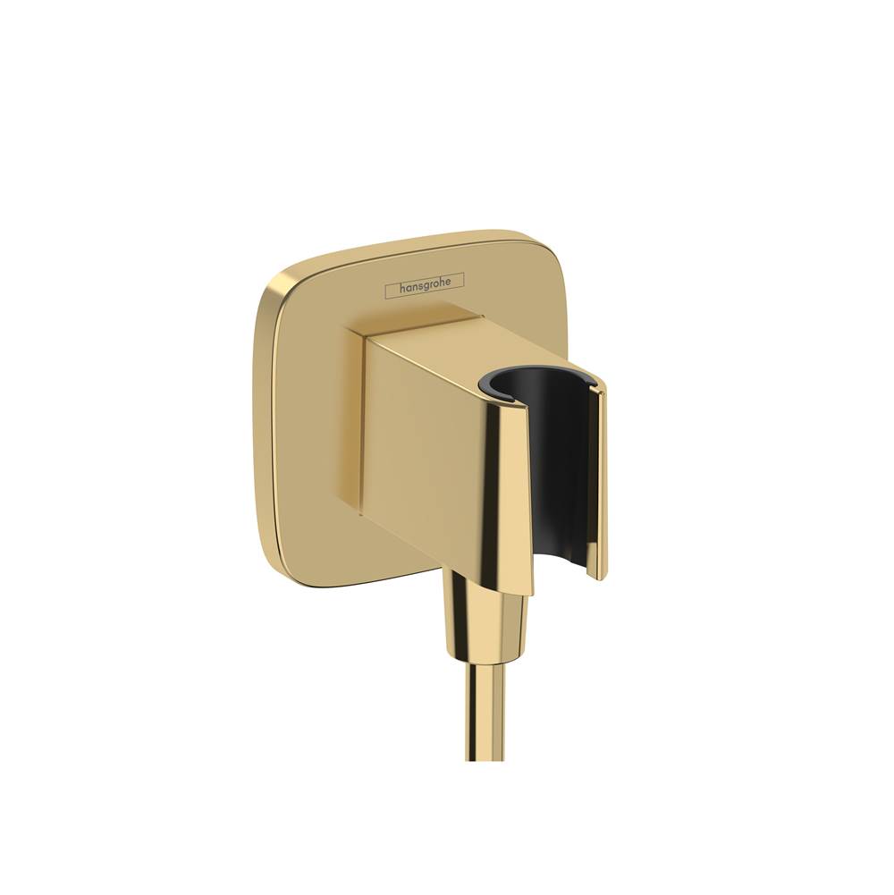 Hansgrohe FixFit Q Wall Outlet with Handshower Holder in Polished Gold Optic