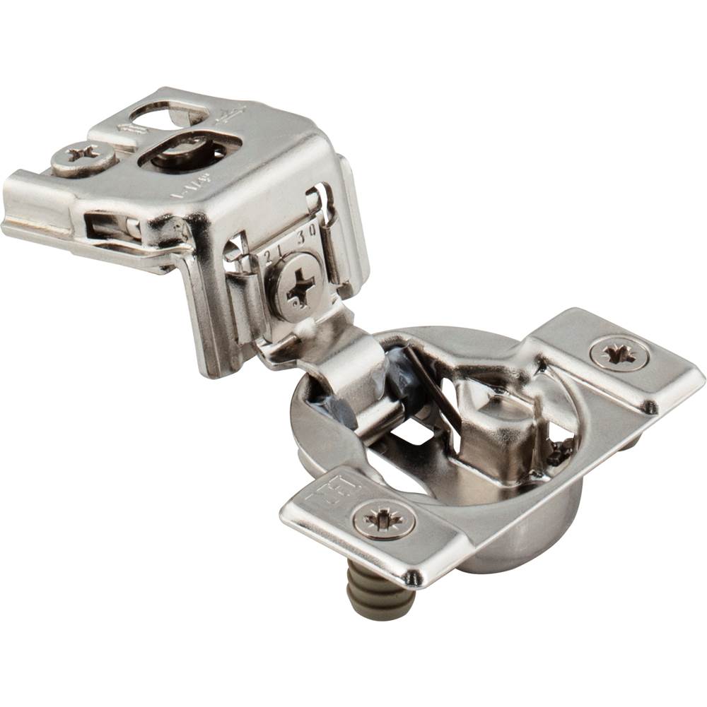Hardware Resources 105degree 1-1/4'' Overlay DURA-CLOSE Self-close Compact Hinge with 2 Cleats and Press-in 8mm Dowels.