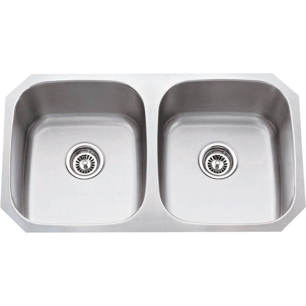Hardware Resources 32-1/4'' L x 18-1/2'' W x 9'' D Undermount 16 Gauge Stainless Steel 50/50 Double Bowl Sink