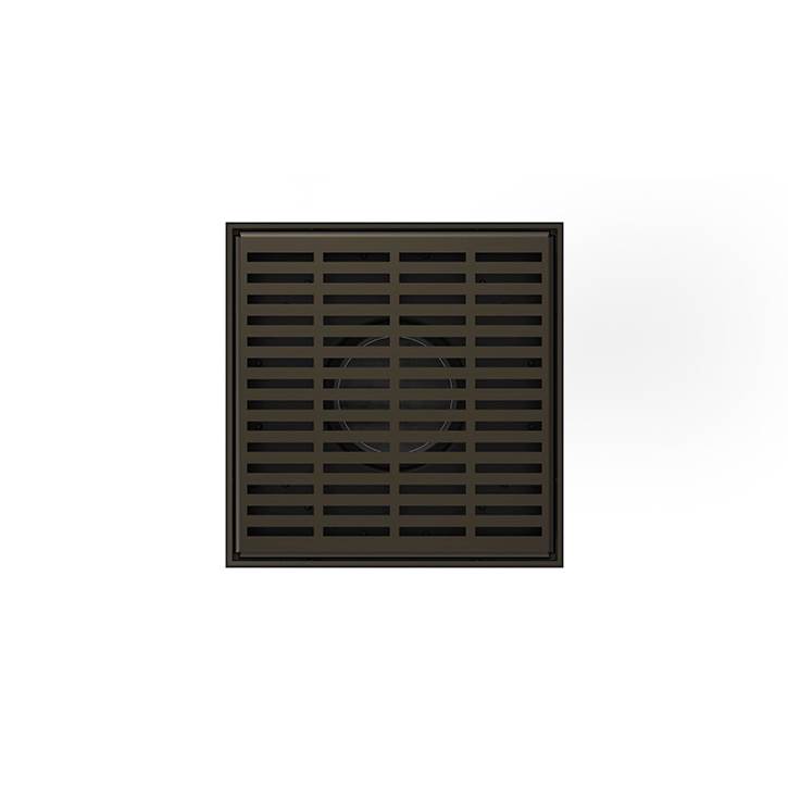 Infinity Drain 5'' x 5'' LND 5 Lines Pattern Complete Kit in Oil Rubbed Bronze with ABS Bonded Flange, 2'', 3'' and 4'' Outlet
