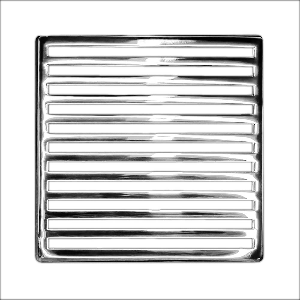 Infinity Drain 4'' x 4'' Lines Pattern Decorative Plate for N 4, ND 4, NDB 4 in Polished Stainless