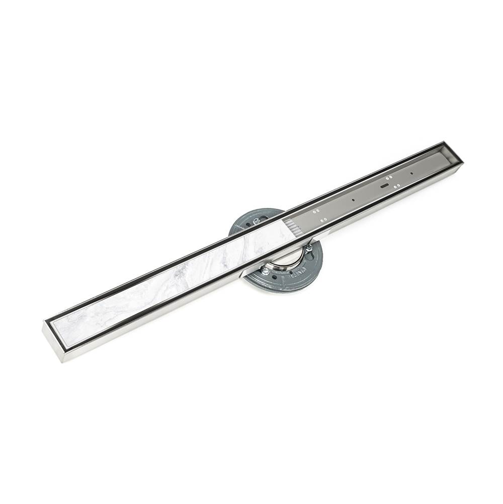 Infinity Drain 80'' S-Stainless Steel Series High Flow Complete Kit with Tile Insert Frame in Polished Stainless with ABS Drain Body, 3'' Outlet