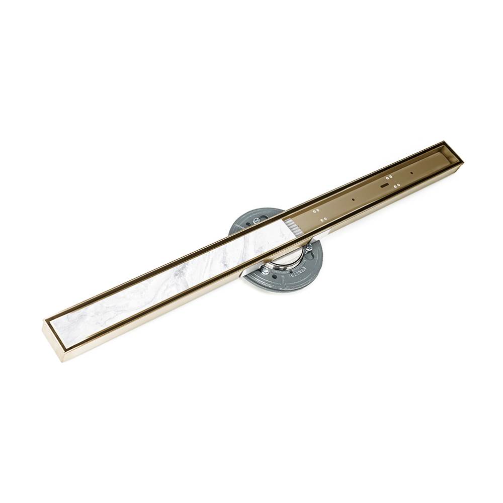 Infinity Drain 40'' S-Stainless Steel Series High Flow Complete Kit with Tile Insert Frame in Satin Bronze with PVC Drain Body, 3'' Outlet