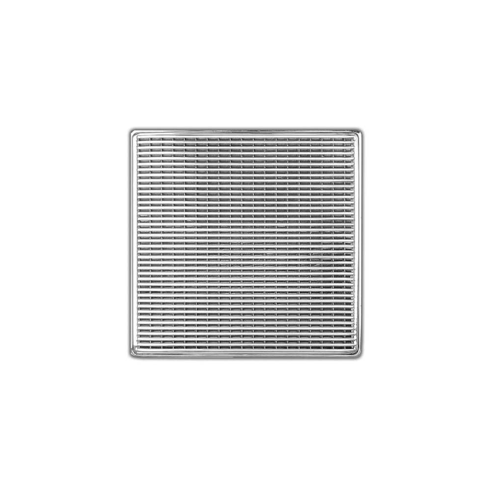 Infinity Drain 5'' x 5'' Strainer with Wedge Wire Pattern Decorative Plate and 2'' Throat in Satin Stainless for WD 5