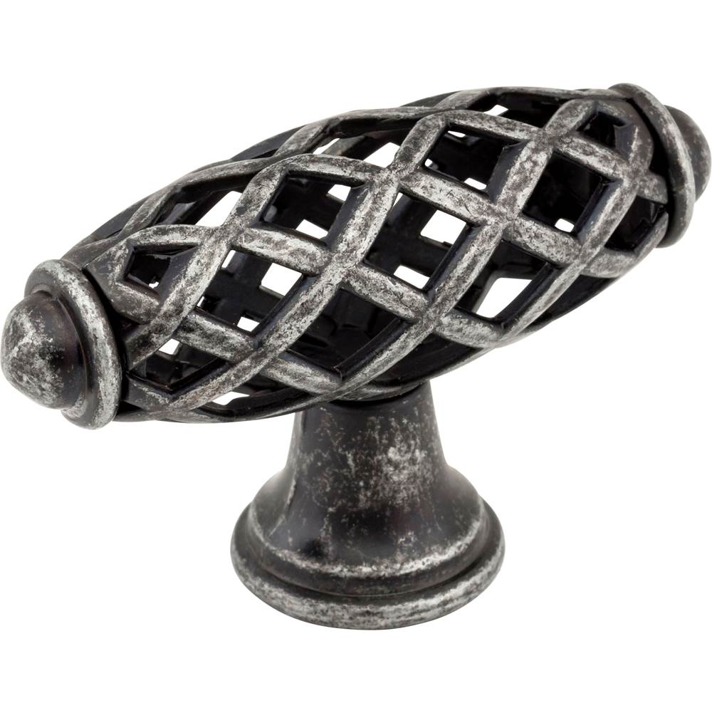 Jeffrey Alexander 2-5/16'' Overall Length Distressed Antique Silver Birdcage Tuscany Cabinet ''T'' Knob