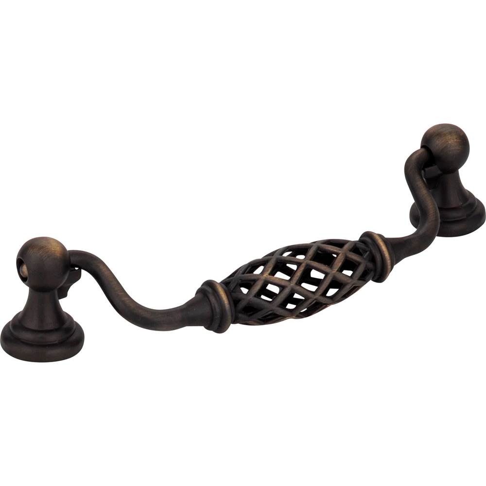 Jeffrey Alexander 128 mm Center-to-Center Antique Brushed Satin Brass Birdcage Tuscany Drop and Ring Pull