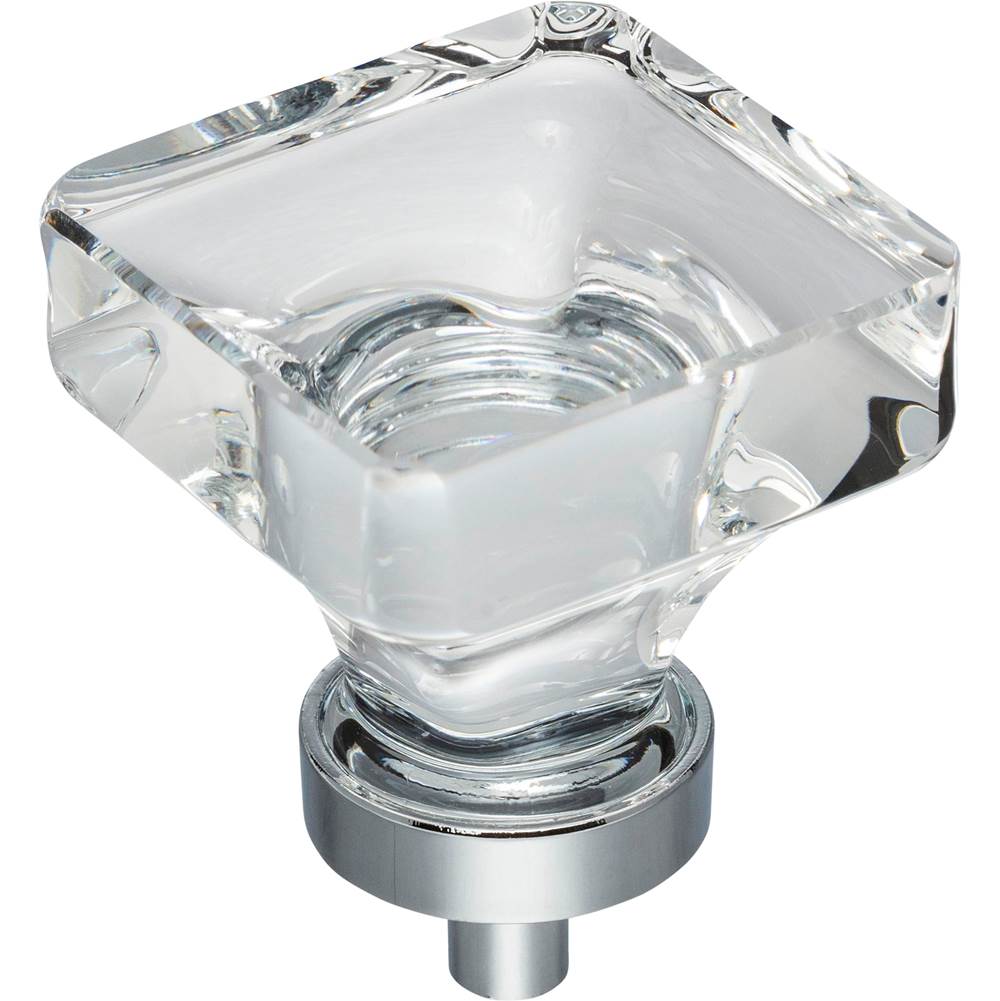 Jeffrey Alexander 1-3/8'' Overall Length Polished Chrome Square Glass Harlow Cabinet Knob
