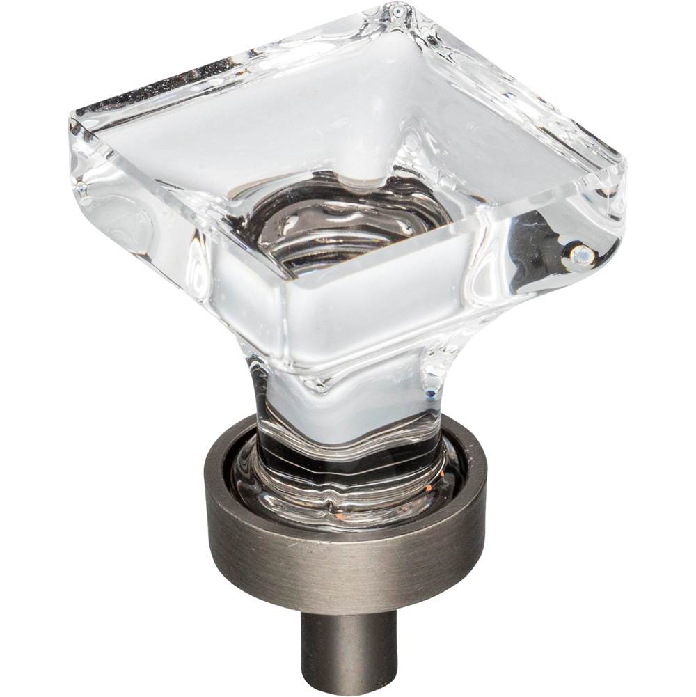 Jeffrey Alexander 1'' Overall Length Brushed Pewter Square Glass Harlow Cabinet Knob