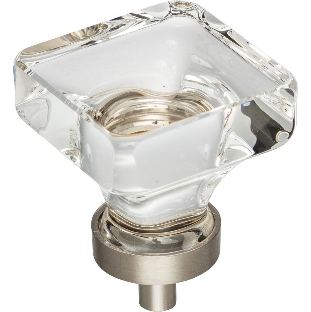 Jeffrey Alexander 1-3/8'' Overall Length Satin Nickel Square Glass Harlow Cabinet Knob
