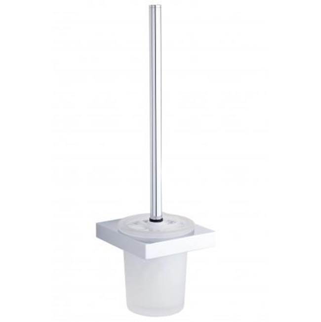 Kartners BERLIN - Wall Mounted Toilet Brush Set with Frosted Glass-Glossy White