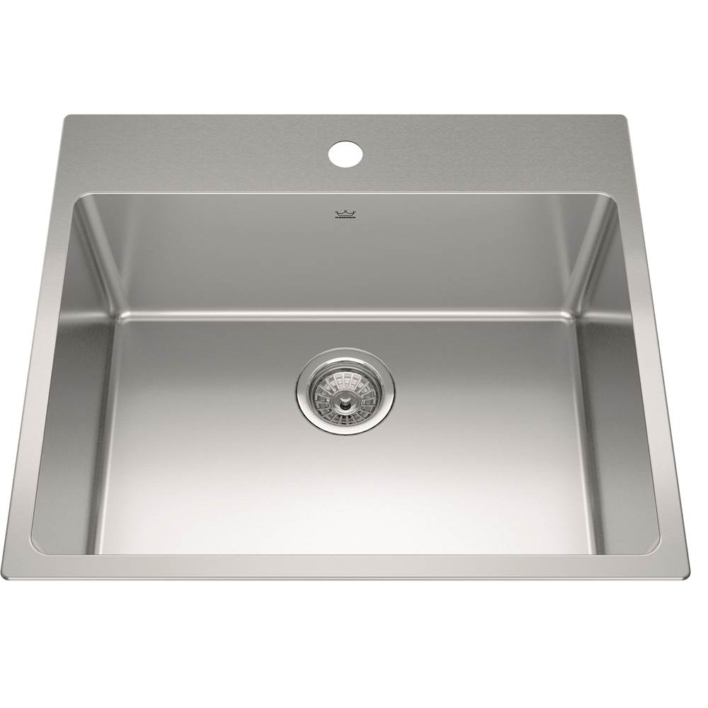 Kindred Brookmore 25.1-in LR x 22.1-in FB x 9-in DP Drop in Single Bowl Stainless Steel Sink, BSL2225-9-1N