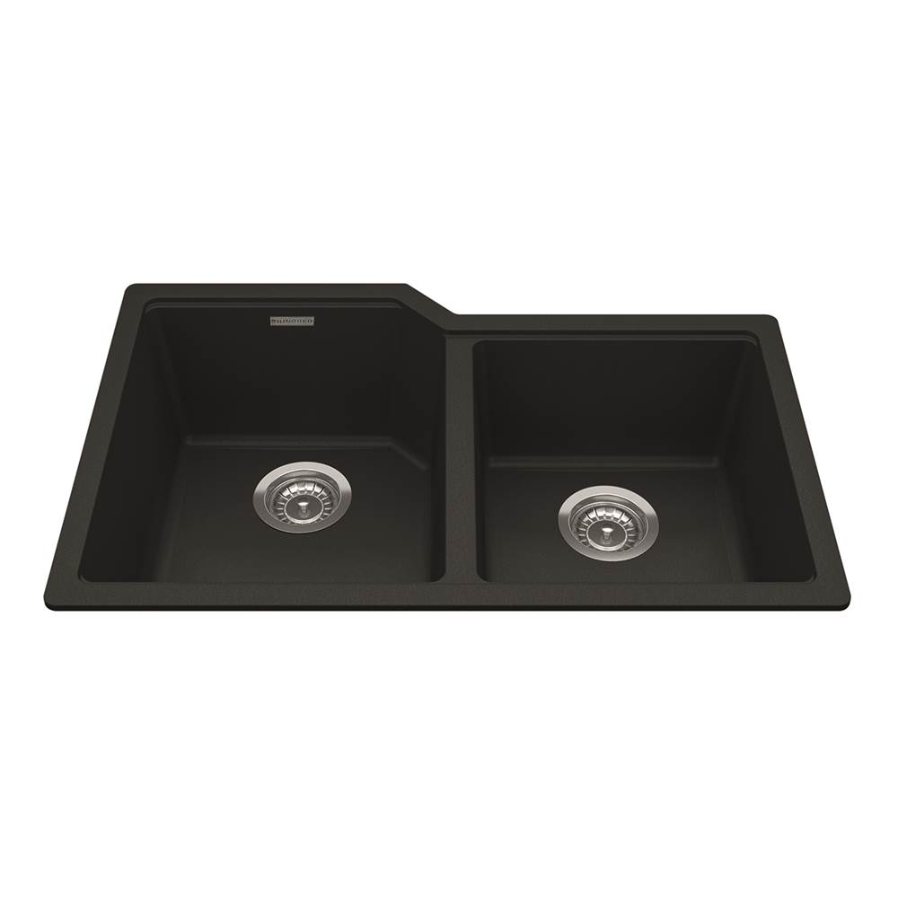 Kindred Granite Series 30.69-in LR x 19.69-in FB Undermount Double Bowl Granite Kitchen Sink in Matte Black