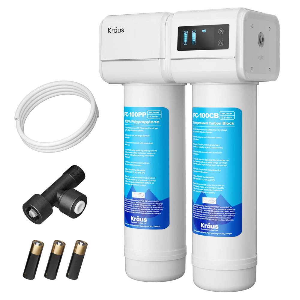 Kraus Purita 2 Stage Carbon Block Under Sink Water Filtration System With Digital Display Monitor