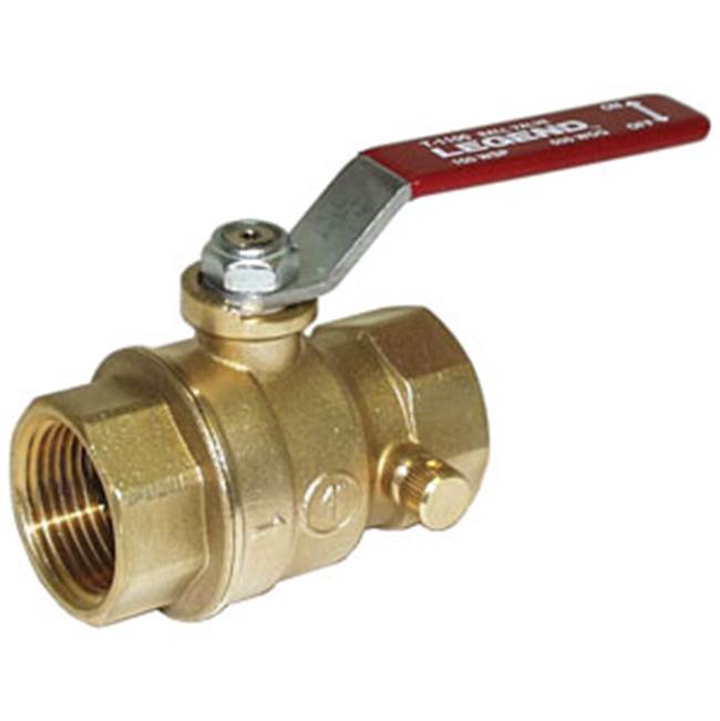 Legend Valve 1'' T-1100 Forged Brass Full Port Ball Valve with Drain